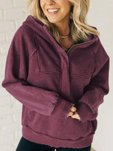 Load image into Gallery viewer, Half Zip Kangaroo Pocket Long Sleeve Hoodie