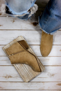 Cassie Bootie in Camel Suede