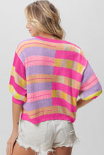 Load image into Gallery viewer, BiBi Multi Color Striped Round Neck Knit Top