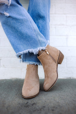 Cassie Bootie in Camel Suede