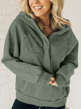 Load image into Gallery viewer, Half Zip Kangaroo Pocket Long Sleeve Hoodie