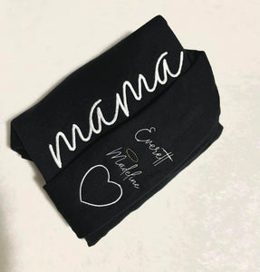 Custom Embroidered Mama/Grandma Sweatshirt in Four Color Options