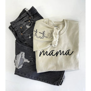 Custom Embroidered Mama/Grandma Sweatshirt in Four Color Options