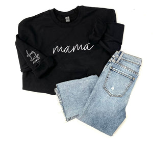 Custom Embroidered Mama/Grandma Sweatshirt in Four Color Options