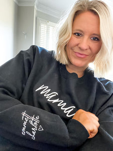 Custom Embroidered Mama/Grandma Sweatshirt in Four Color Options