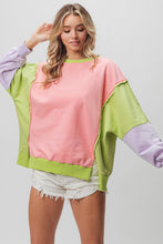 Load image into Gallery viewer, BiBi Washed Color Block Sweatshirt