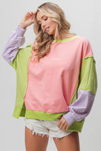 Load image into Gallery viewer, BiBi Washed Color Block Sweatshirt