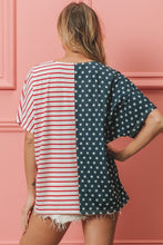 Load image into Gallery viewer, BiBi US Flag Themed Color Block Short Sleeve T-Shirt