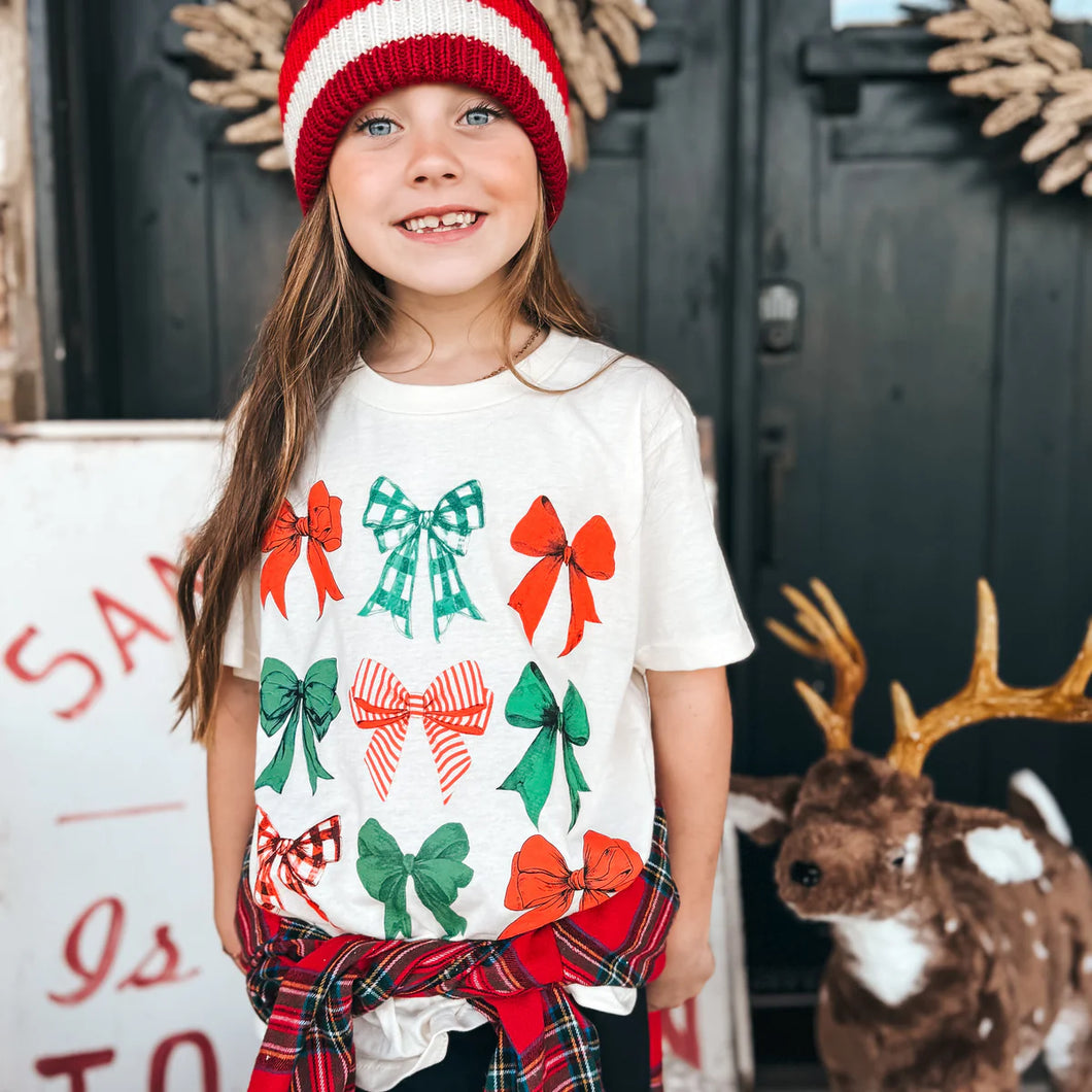 Youth Christmas Bow Tee