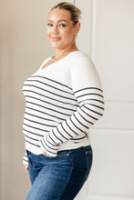 Load image into Gallery viewer, Be Still V-Neck Striped Sweater