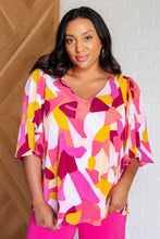 Load image into Gallery viewer, Cali Blouse in Magenta and Mustard Abstract