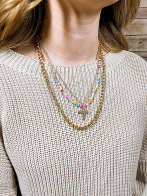 Cross Layered Necklace Set