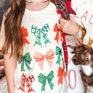 Youth Christmas Bow Tee