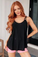 Load image into Gallery viewer, Eye on the Prize Eyelet Tank in Black