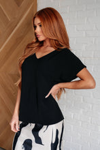 Load image into Gallery viewer, Frequently Asked Questions V-Neck Top in Black