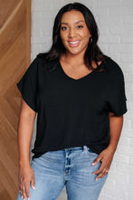 Load image into Gallery viewer, Frequently Asked Questions V-Neck Top in Black