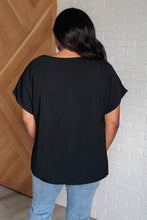 Load image into Gallery viewer, Frequently Asked Questions V-Neck Top in Black