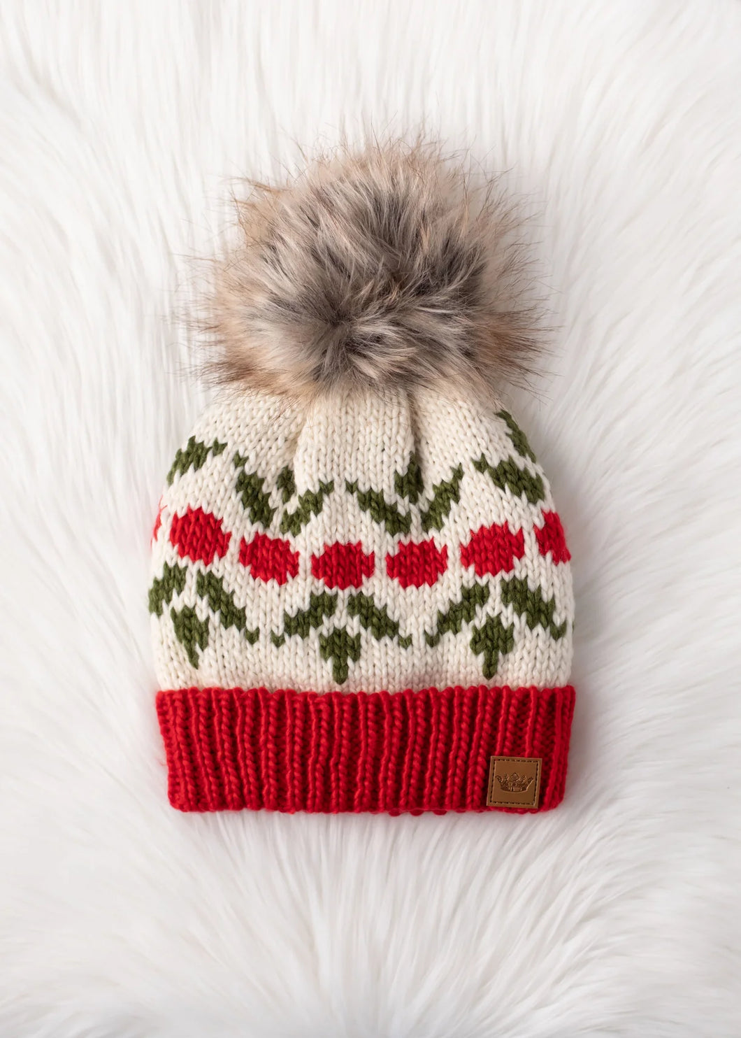 Ivory Red and Green Hat