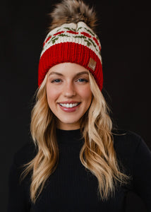 Ivory Red and Green Hat