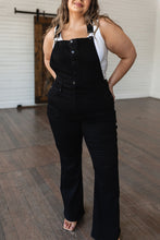 Load image into Gallery viewer, Imogene Control Top Retro Flare Overalls in Black