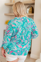 Load image into Gallery viewer, Lizzy Top in Aqua and Pink Paisley