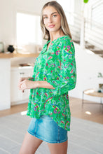 Load image into Gallery viewer, Lizzy Top in Emerald and Magenta Paisley