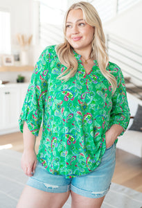 Lizzy Top in Emerald and Magenta Paisley