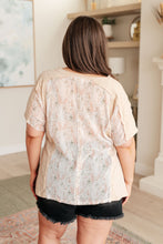 Load image into Gallery viewer, Mention Me Floral Accent Top in Toasted Almond