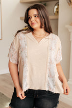 Load image into Gallery viewer, Mention Me Floral Accent Top in Toasted Almond