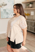 Load image into Gallery viewer, Mention Me Floral Accent Top in Toasted Almond