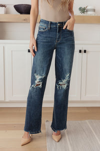 Rose High Rise 90's Straight Jeans in Dark Wash