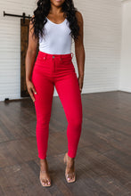 Load image into Gallery viewer, Ruby High Rise Control Top Garment Dyed Skinny Jeans in Red