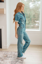 Load image into Gallery viewer, Sylvia Short Sleeve Denim Jumpsuit