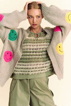 Load image into Gallery viewer, Davi &amp; Dani Fuzzy Smile Open Front Long Sleeve Cardigan