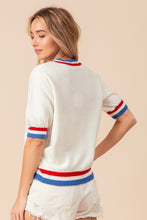 Load image into Gallery viewer, BiBi US Flag Theme Striped Heart Sweater