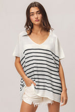 Load image into Gallery viewer, BiBi V Neck Striped Short Sleeve Top