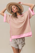 Load image into Gallery viewer, BiBi Exposed Seam Stripe Contrast T-Shirt