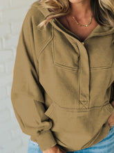 Load image into Gallery viewer, Half Zip Kangaroo Pocket Long Sleeve Hoodie