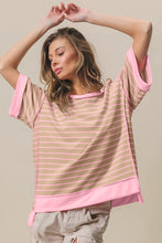 Load image into Gallery viewer, BiBi Exposed Seam Stripe Contrast T-Shirt