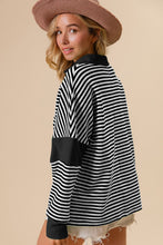 Load image into Gallery viewer, BiBi Striped Contrast Long Sleeve Knit Top