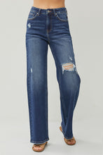 Load image into Gallery viewer, RISEN Full Size High Rise Distressed Wide Leg Jeans