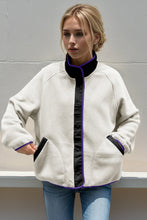 Load image into Gallery viewer, Double Take Snap Down Contrast Fleece Jacket with Pockets