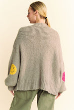 Load image into Gallery viewer, Davi &amp; Dani Fuzzy Smile Open Front Long Sleeve Cardigan