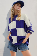 Load image into Gallery viewer, Double Take Slit Color Block Mock Neck Batwing Sleeve Sweater