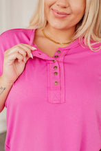 Load image into Gallery viewer, On A Whim Pink Raw Hem Henley Tee