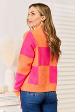 Load image into Gallery viewer, Woven Right Checkered V-Neck Dropped Shoulder Cardigan