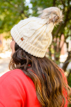 Load image into Gallery viewer, Cable Knit Cuffed Beanie In Ivory