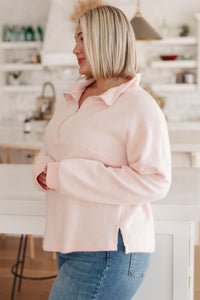 Cozy Moment 1/2 Zip Pullover in Blush