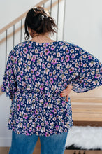 Load image into Gallery viewer, Dearest Dreamer Peplum Top in Navy Floral