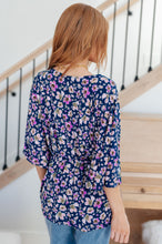 Load image into Gallery viewer, Dearest Dreamer Peplum Top in Navy Floral